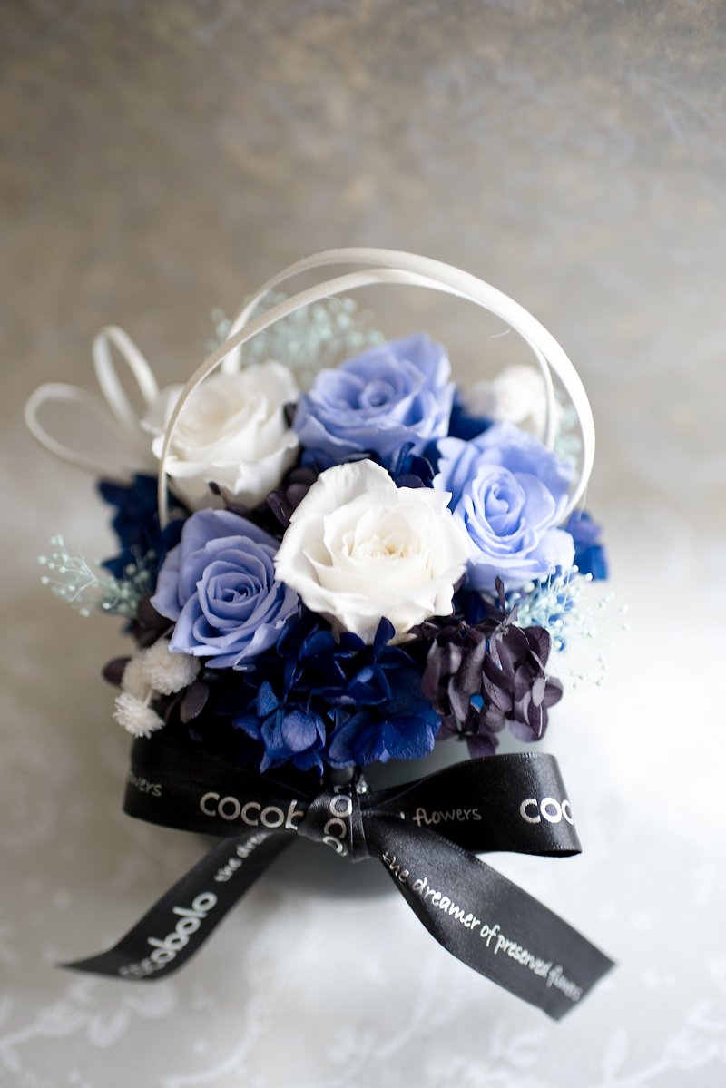 Deep Blue │Preserved flowers with black round vase - Plants - Plants & Flowers 