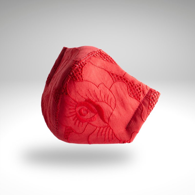 PSNY レース・オレンジ・バーミリオンのフィルター入りマスク CP13 - 口罩/口罩收納套 - 棉．麻 橘色