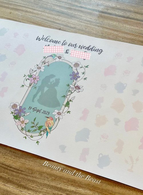 MYLove Design HK 客製化公主系婚禮簽名簽到布 油畫布訂製