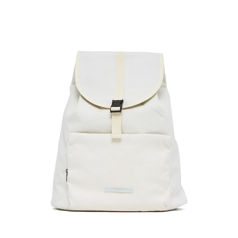 Roaming Series-13吋Simplified Constraint Backpack-Bright White-RBP232WH - กระเป๋าเป้สะพายหลัง - ผ้าฝ้าย/ผ้าลินิน ขาว