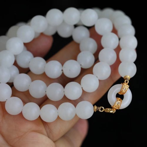 Angel's tears 天使之淚 Jewelry Design 天然和田玉-羊脂玉 鎏金和田玉平安扣等設計多圈手串項鍊s