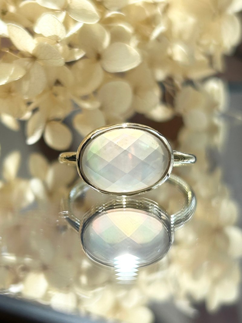 リング「white shell × crystal」 - 戒指 - 其他金屬 