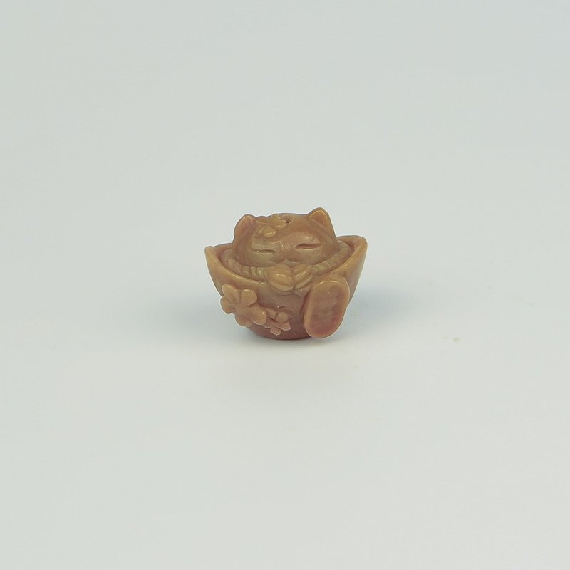 051929月夜定定貓/淡紅色/帶孔素材/月夜城/晶石/天然/水晶 - 金工/飾品 - 水晶 紅色