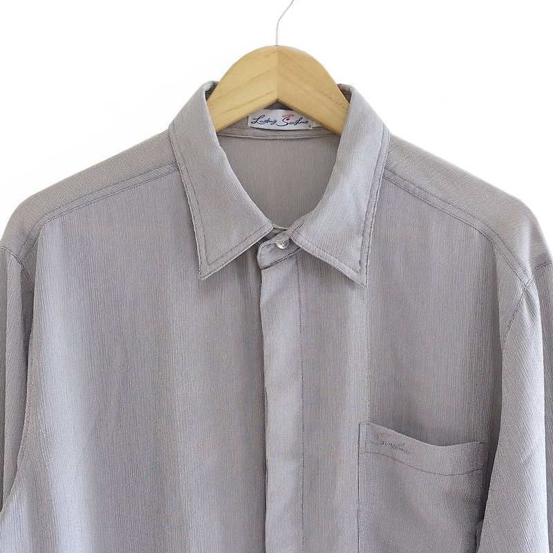 │Slowly│ Funny - vintage shirt │vintage. Vintage. - Men's Shirts - Polyester Gray