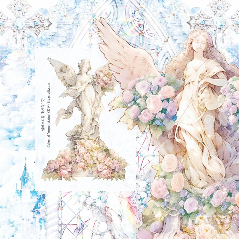Celestial, Angel statue - 貼紙 - 紙 多色