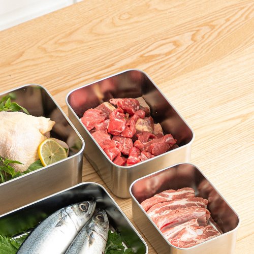 日本霜山 SHIMOYAMA 日本霜山 304不鏽鋼速凍保鮮盒(深型M)-1800ml-3入