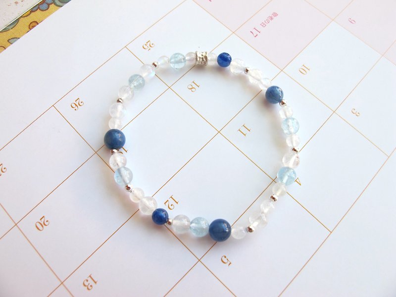 [Heart origin] Kyanite x Seawater Sapphire x Moonstone x 925 Silver - Bracelets - Crystal Multicolor