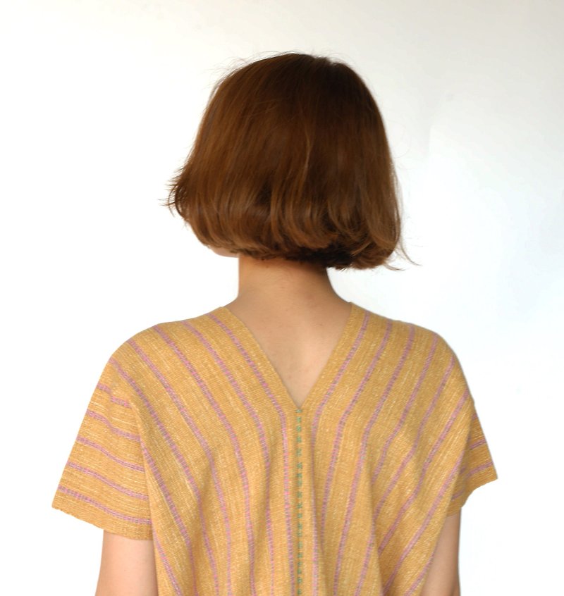 Hand-woven dress(Only 1 piece) - 02004 - One Piece Dresses - Cotton & Hemp Yellow