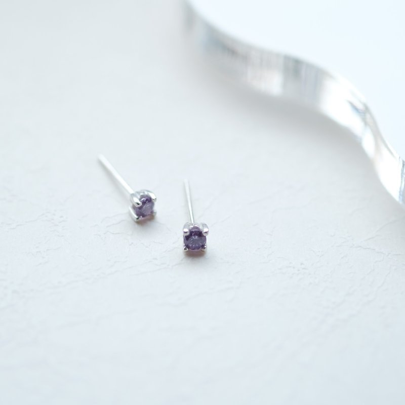One Amethyst Earrings Silver 925 - Earrings & Clip-ons - Other Metals Purple