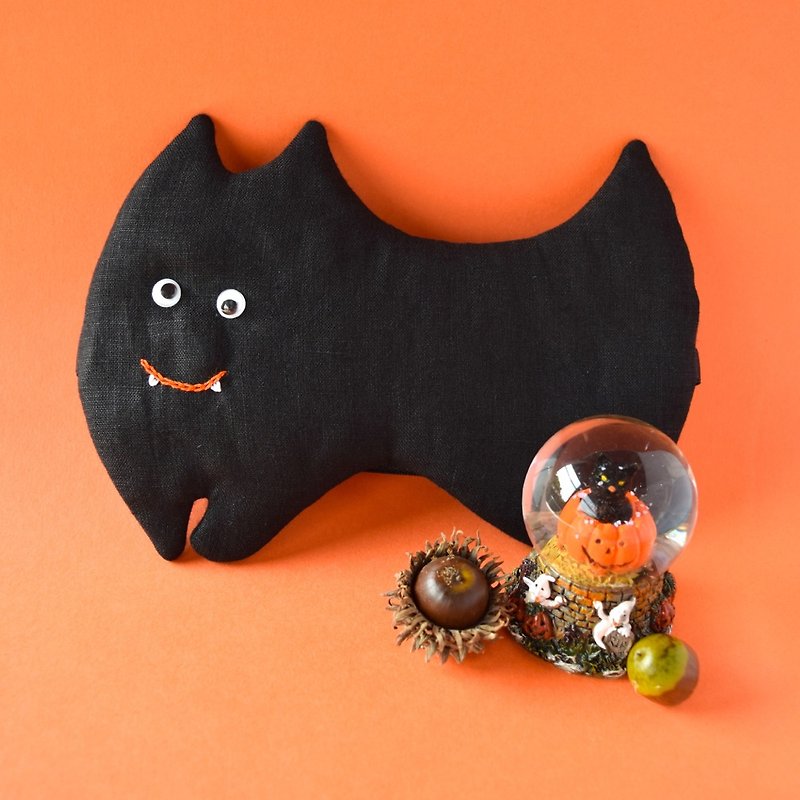 日本眼罩 黑小貓妖怪|有附收納袋|可調整長度|助眠|生日禮物 - 眼罩 - 棉．麻 黑色