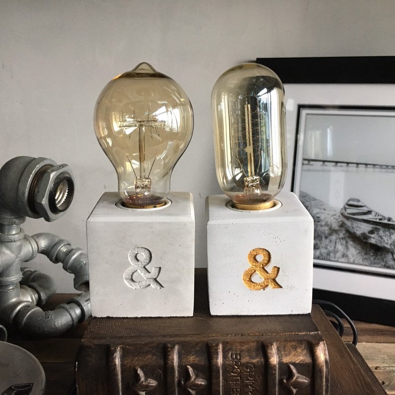 曙MUSE 愛與和平水泥桌燈 LED燈 鎢絲燈泡 USB燈  擺設 禮物 - 燈具/燈飾 - 水泥 灰色