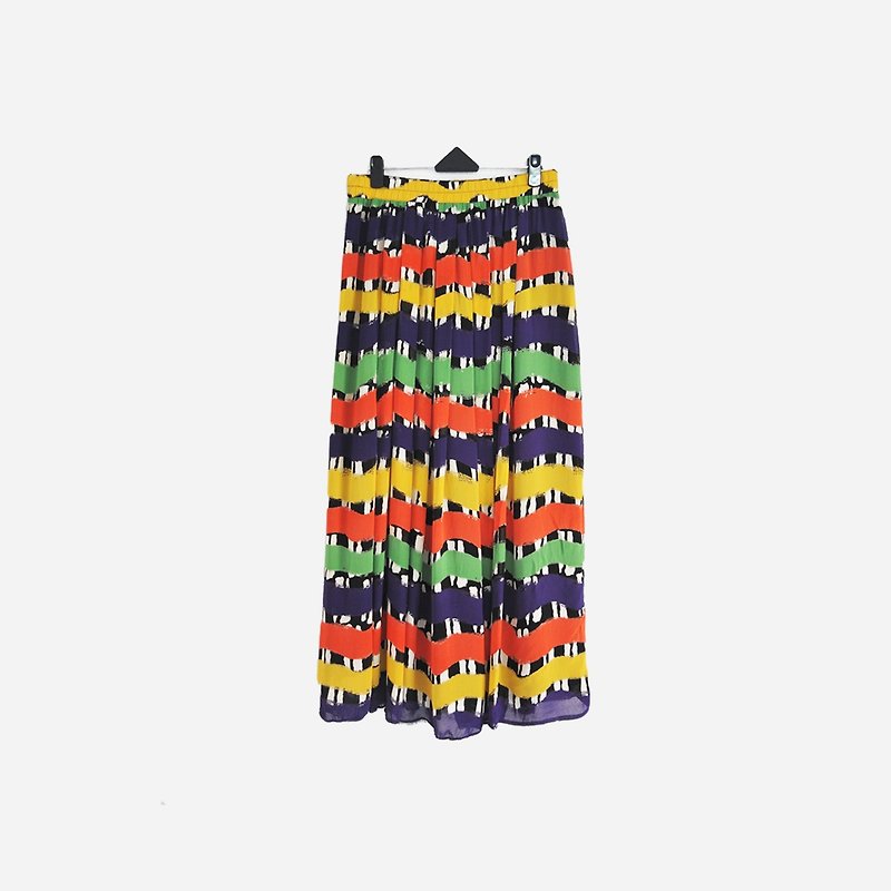 Dislocation vintage / color line print dress no.716 vintage - Skirts - Polyester Multicolor