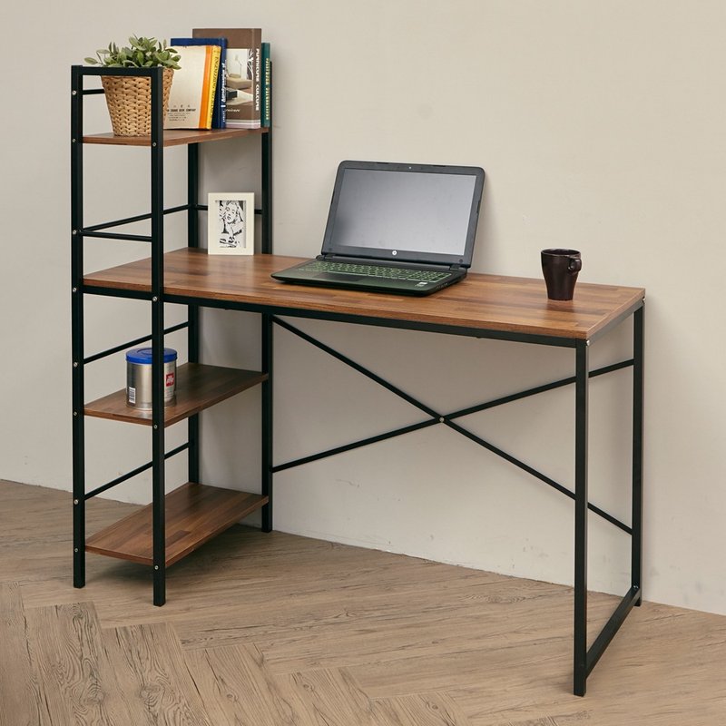 [Micro] MIT industrial style two-way shelf desk desk computer desk work desk table - โต๊ะอาหาร - วัสดุอื่นๆ สีนำ้ตาล