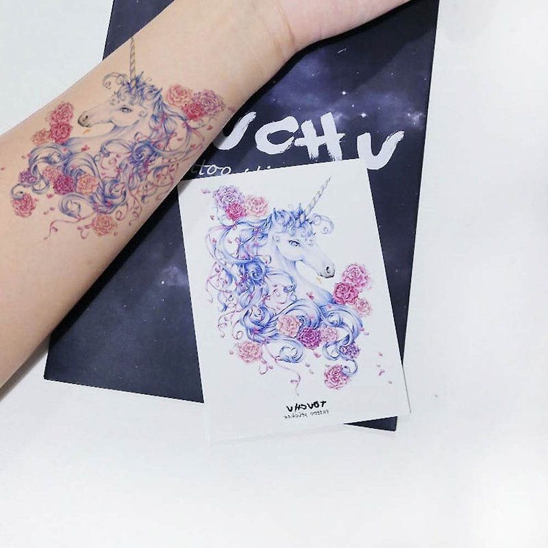 TU tattoo stickers-unicorn color waterproof simulation lasting tattoo stickers - Temporary Tattoos - Paper Multicolor