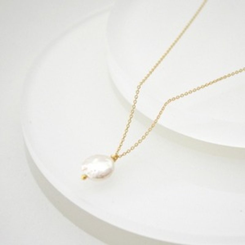 Necklace/Baroque Coin Pearl Necklace - ネックレス - 宝石 ホワイト