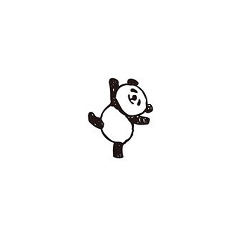 【KODOMO NO KAO】Panda wood seal dancing - Illustration, Painting & Calligraphy - Wood Khaki