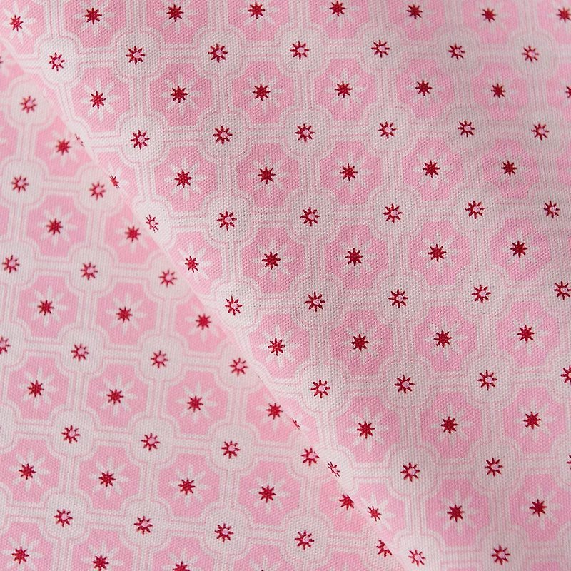 Hand-Printed Cotton Canvas - 250g/y / Old Ceramic Tile No.2 / Pink Lady - เย็บปัก/ถักทอ/ใยขนแกะ - ผ้าฝ้าย/ผ้าลินิน สึชมพู