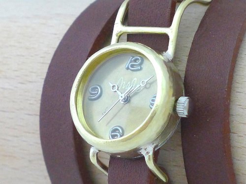 手作り時計 渡辺工房 Hand Craft Watch "Watanabe-KOBO" Coil1-B GD/BR 5重巻き & スペアベルトBR (45A GD/BR & BR替ベルト)