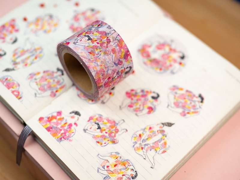 「フラワースカート」和紙テープ日本製|ドドルル - マスキングテープ - 紙 ピンク