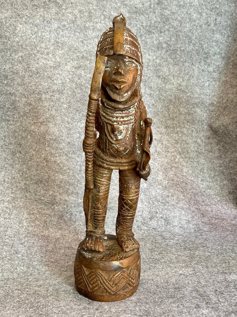 非洲藝術_戰士雕像_銅製神像 - 擺飾/家飾品 - 銅/黃銅 橘色