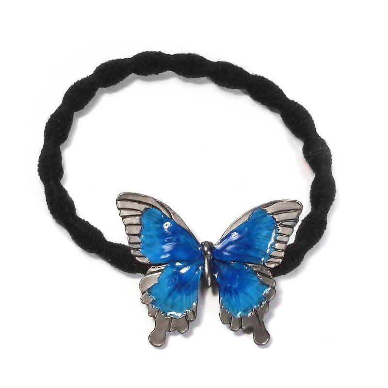 Swallowtail hair elastic / Ooruriageha hair rubber HG010 - Hair Accessories - Other Metals Blue