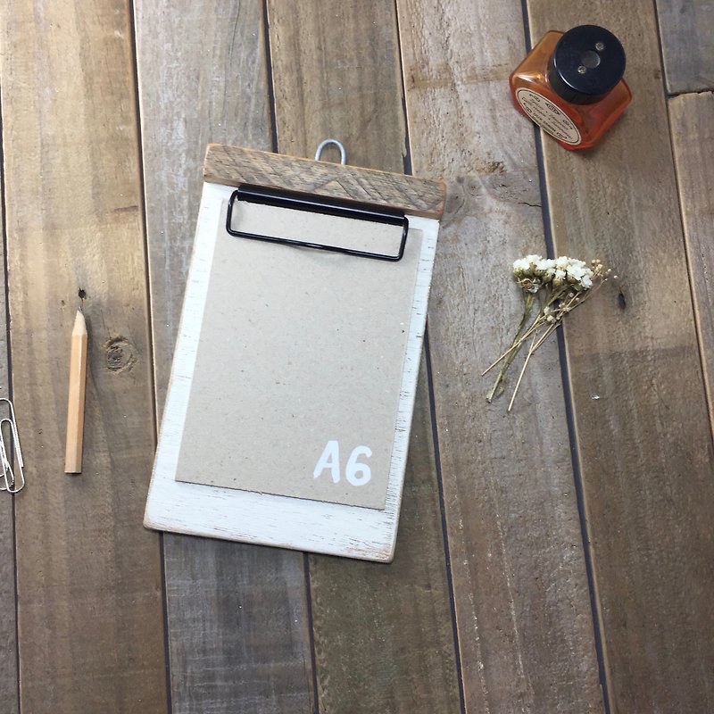 A6 白色 手作 菜單夾 手寫板 文件夾 - 文件夾/資料夾 - 木頭 黑色