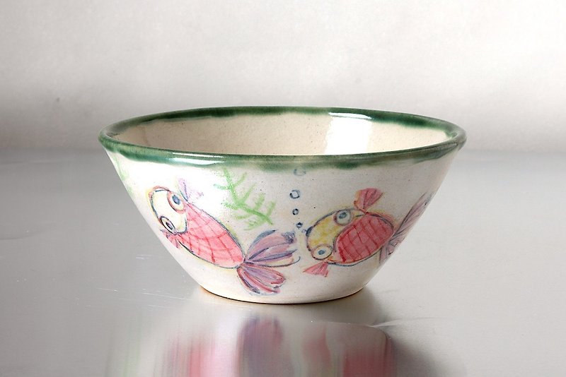 Drawing-like goldfish painting bowl - Bowls - Pottery Multicolor