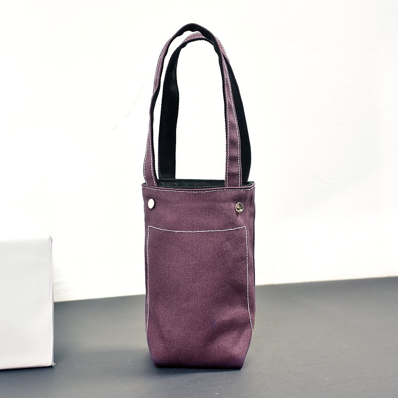 [NG products clear] cloth recycling - double-sided long drink bag _ 黛 purple - ถุงใส่กระติกนำ้ - ผ้าฝ้าย/ผ้าลินิน 