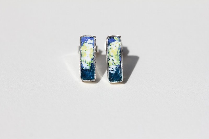 Darkness and light with cloisonne　SV Earrings - ต่างหู - เงินแท้ สีเงิน