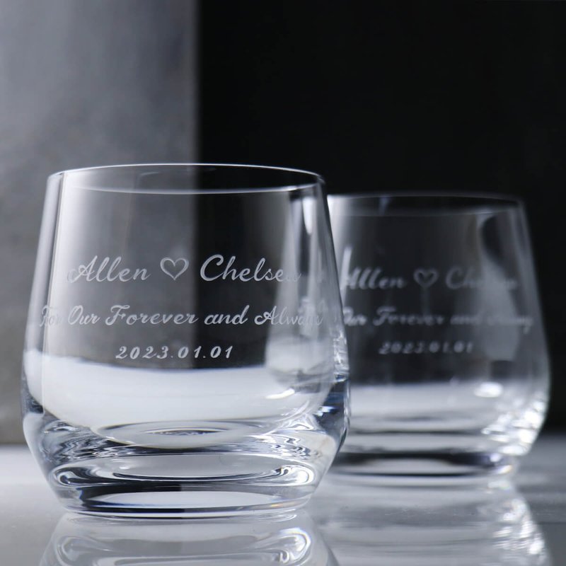 (One pair) 370cc【Lucaris Hong Kong Series】Love Commemorative Crystal Heart Whiskey Pair Cup - Bar Glasses & Drinkware - Glass Transparent