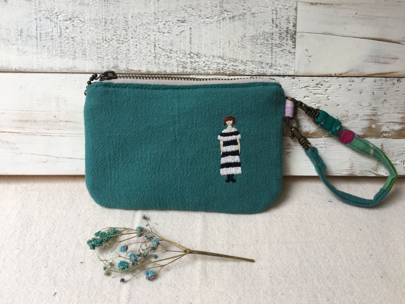 fingirl1000-NO.80 一股刺繡卡片零錢包-1000枚女子展 - 零錢包/小錢包 - 棉．麻 