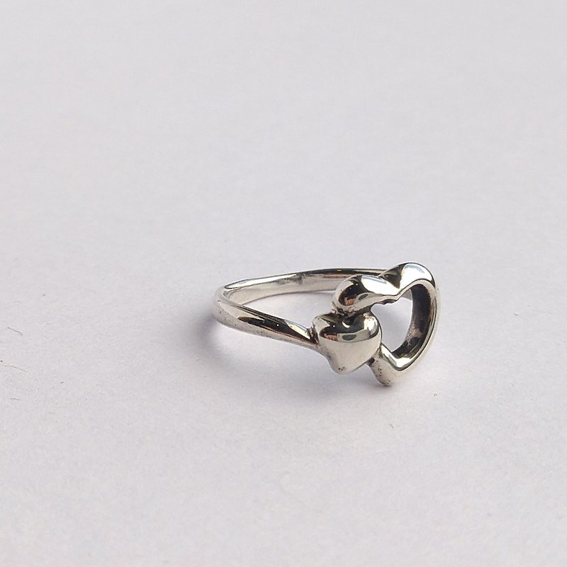 日本 YAMACO  純銀雙愛心造型戒指 | 日本 925銀  手作 GEM系列 - 戒指 - 純銀 銀色