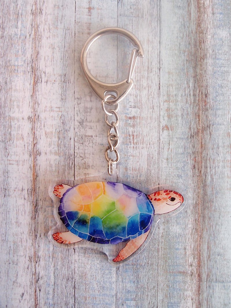 海龜2號壓克力吊飾 - 鑰匙圈/鑰匙包 - 塑膠 多色