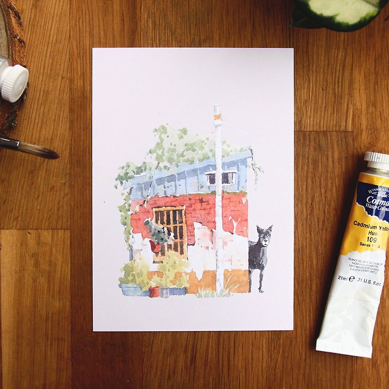 Taiwan Dog | Handmade Watercolor  | Postcard - การ์ด/โปสการ์ด - กระดาษ สีแดง