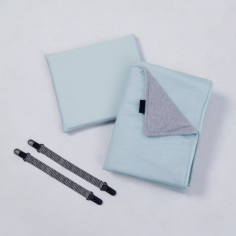 【彌月禮首選】推車四季被禮盒 | 莫蘭迪綠 (安撫被) - 其他 - 棉．麻 透明