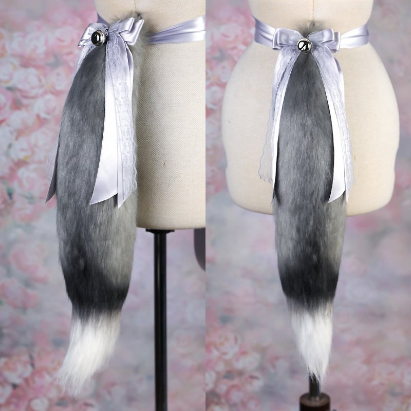 Grey Fox Tail - 皮帶/腰帶 - 其他材質 灰色
