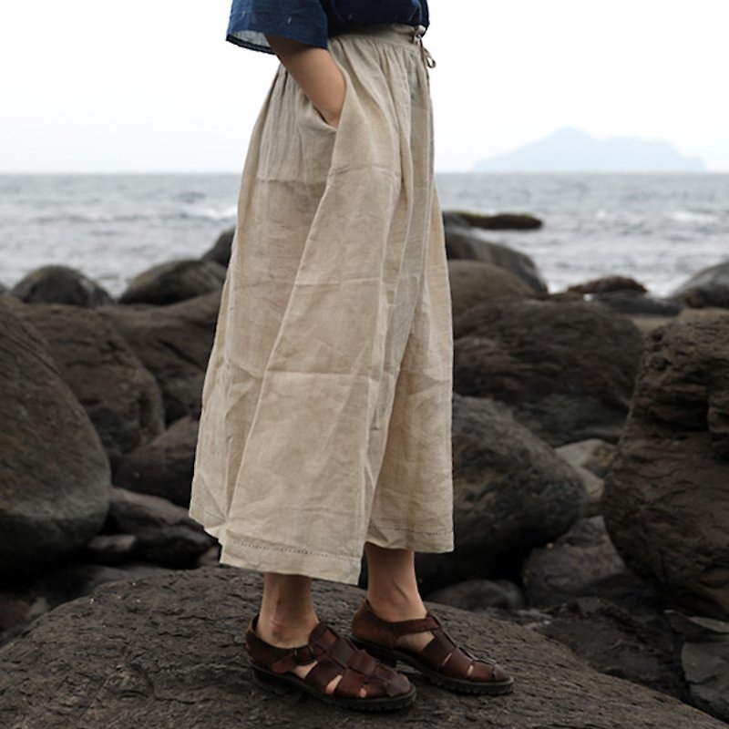 Hand-woven fabric pure linen skirt - Skirts - Cotton & Hemp 