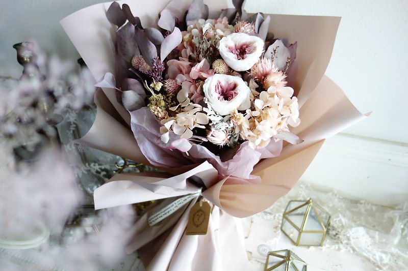 Elegant Chiffon Bouquet/Korean Style Bouquet/Birthday/Valentine's Day/Proposal Bouquet/No Withering Bouquet - Dried Flowers & Bouquets - Plants & Flowers Pink