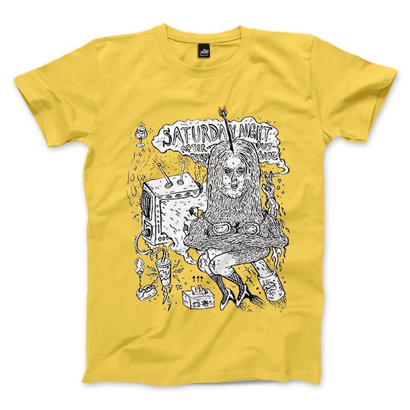 Lazy Weekend-Yellow-Unisex T-shirt - เสื้อยืดผู้ชาย - ผ้าฝ้าย/ผ้าลินิน 