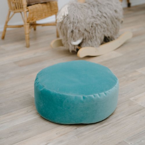 Cot and Cot Mint small velvet round bean bag chair - toddler nursery floor cushion