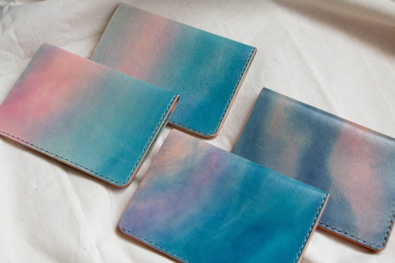 Evening Sky I Passport Cover Hand-Dyeed Vegetable Tanned Leather Customized - Passport Holders & Cases - Genuine Leather Blue