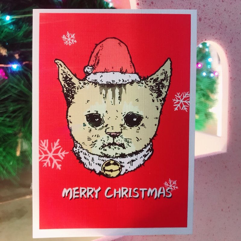 明信片-聖誕-貓 - 卡片/明信片 - 紙 紅色