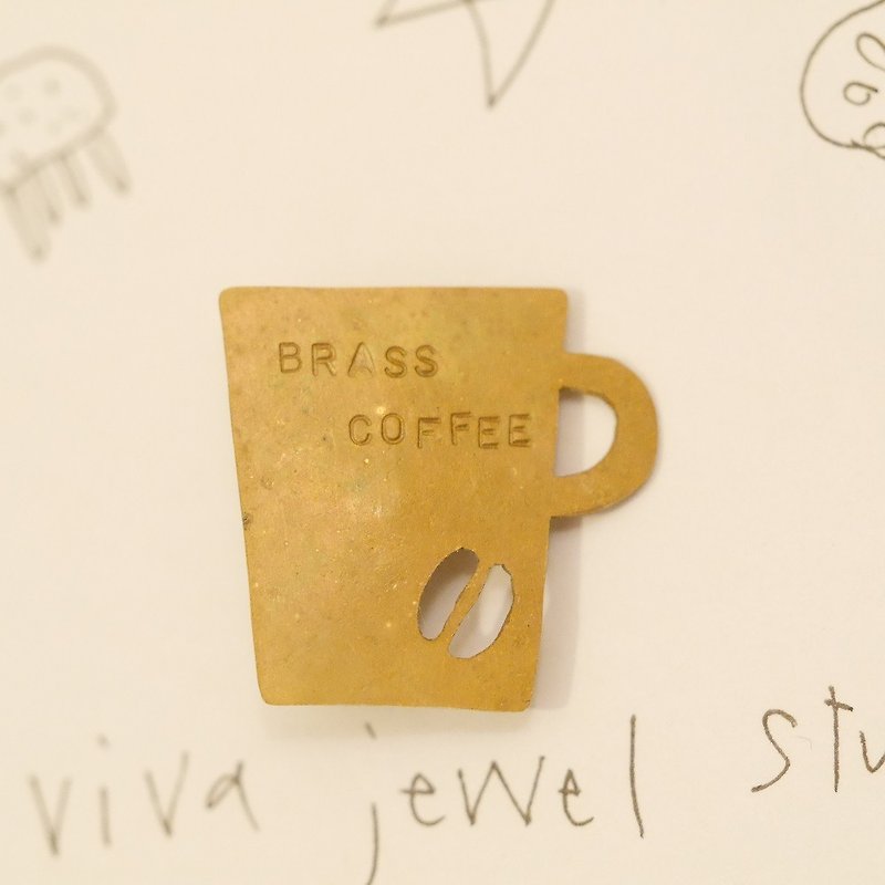BRASS COFFEE　ちびブローチ　素材　真鍮 - 胸針/心口針 - 銅/黃銅 金色
