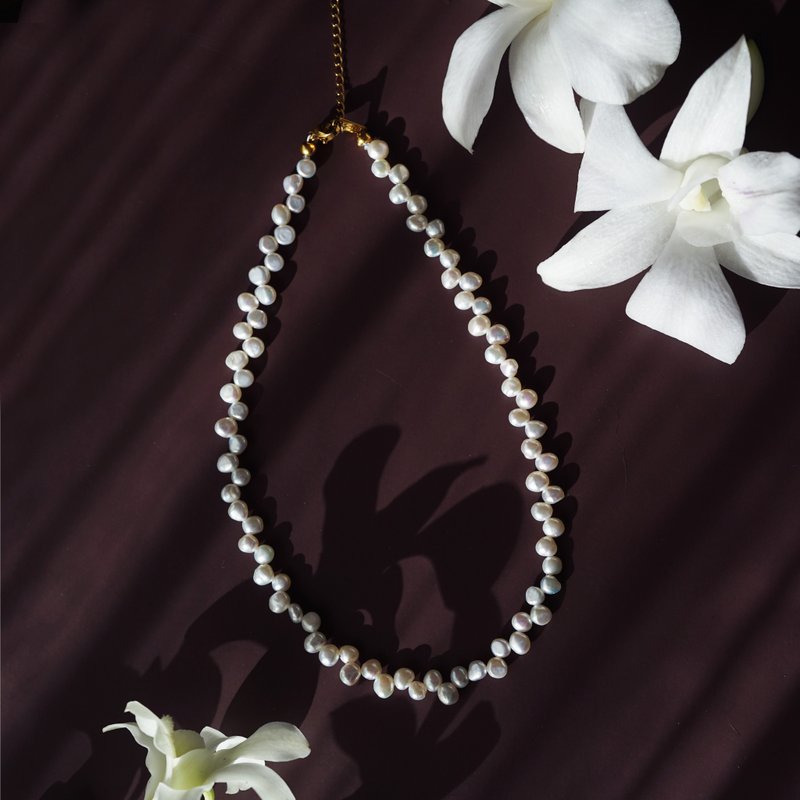 真珠の花飾りネックレス　サージカルステンレス　花冠 - 項鍊 - 寶石 白色