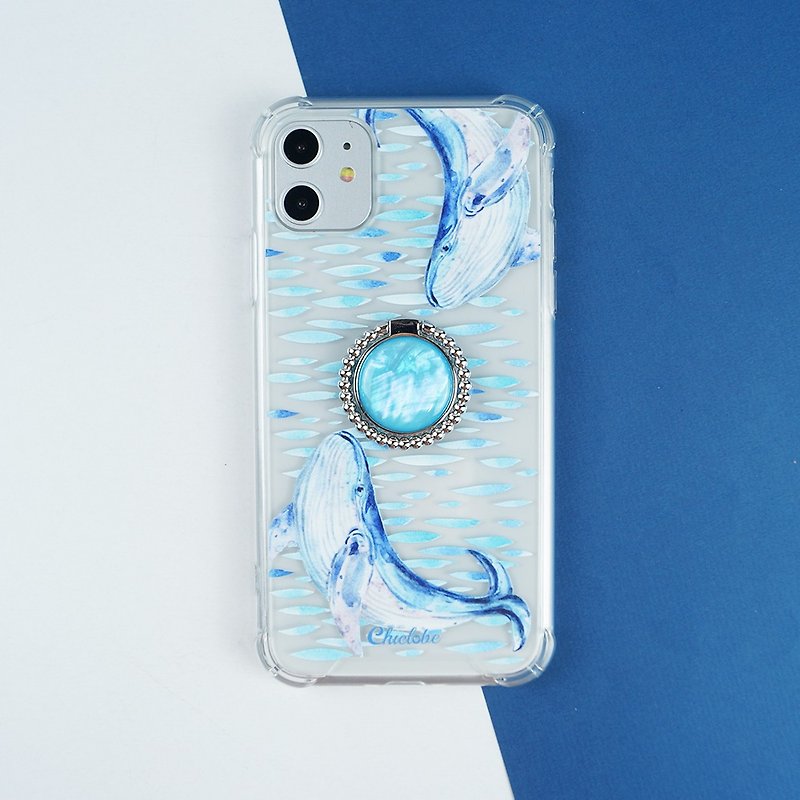 海洋之珠-指環釦防摔手機殼 - 手機殼/手機套 - 塑膠 藍色