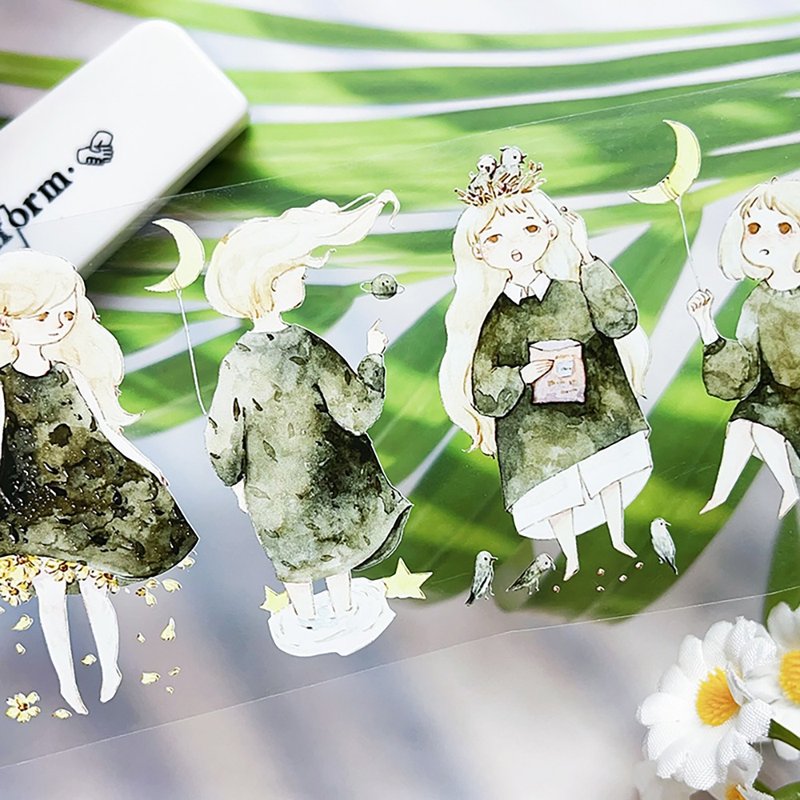 OKMT new seven days cute girl flow Linen card stickers PET handbook handbook tape special oil four seasons girl - มาสกิ้งเทป - พลาสติก หลากหลายสี