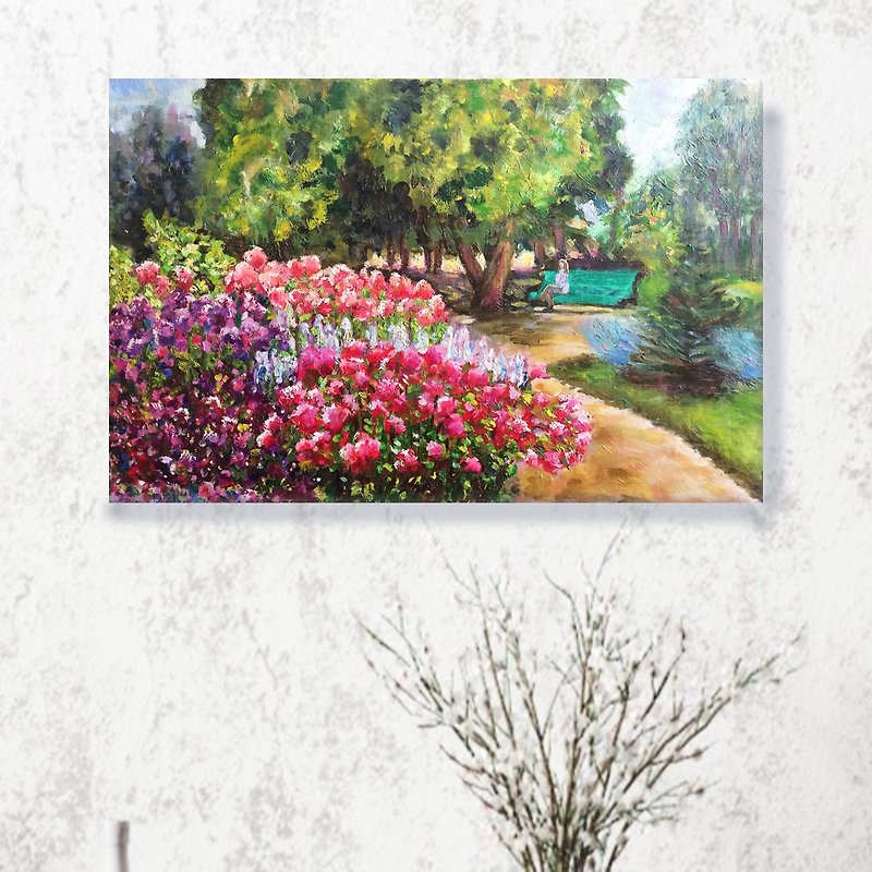 Blooming Garden hand painted oil painting / landscape painting/ 原創油畫 /客廳掛畫 - Posters - Cotton & Hemp 