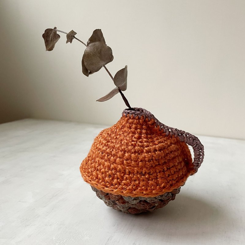 Fruit woven flower pot/tangerine ear/dried flowers/pine cones/with handmade packaging - เซรามิก - พืช/ดอกไม้ สีส้ม