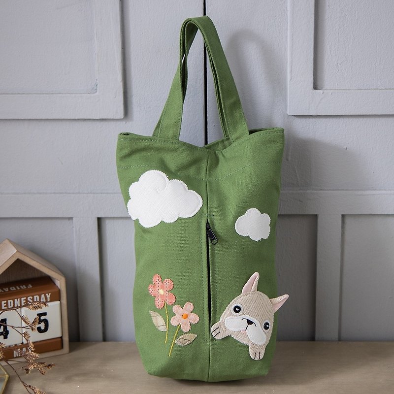 Fadou's outdoor outing small portable/face paper bag【710441】 - Handbags & Totes - Cotton & Hemp Multicolor