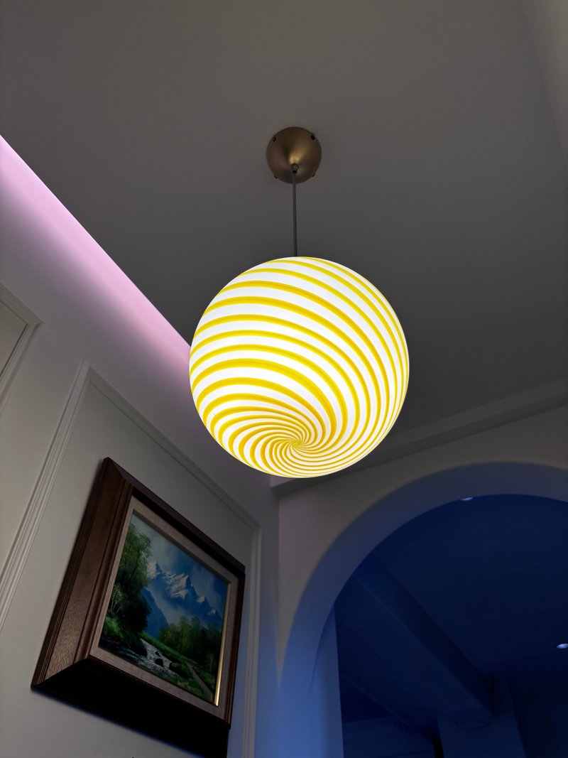 Hand Blown Glass Globe Pendant Lights D25cm(9.8inch), Glass Globe Ceiling Light - โคมไฟ - แก้ว สีเหลือง